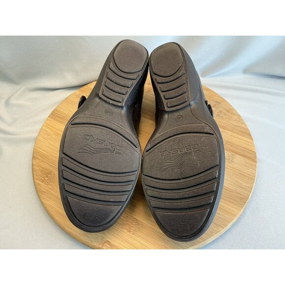 Dansko Aimee Wedge Size 40 (9.5-10)  Leather Brown Ruched Details - Picture 7 of 7